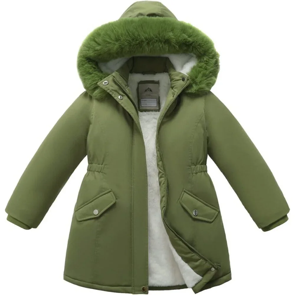 Girl's Green05 Waterproof Long Coat Warm Winter Parka Puffer Jacket with Hood